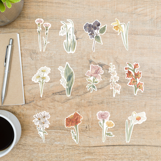 Birth Month Flower Laminated Stickers