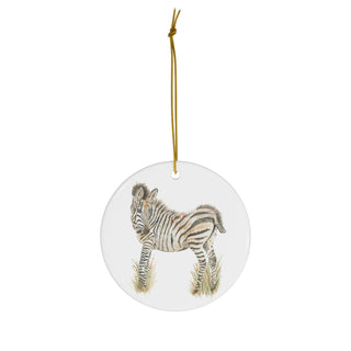 Baby Zebra Watercolor Design Ceramic Ornament