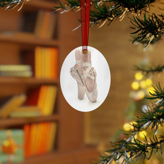 Ballet Slippers en Pointe Watercolor Design Metal Ornaments