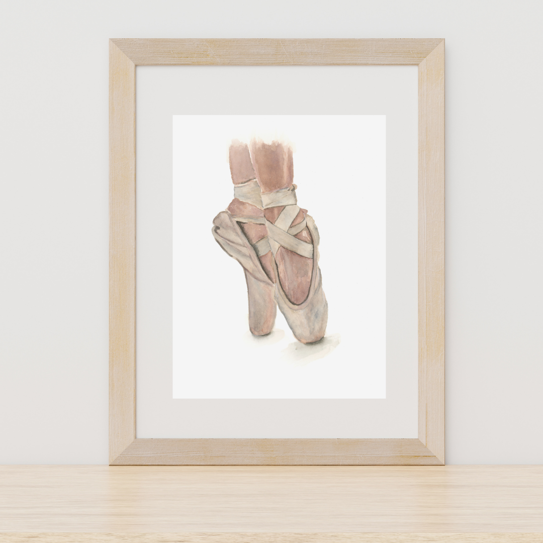 Ballet Shoes en Pointe ORIGINAL hand-painted 5x7 Watercolor Art Ballet Shoes en Pointe ORIGINAL hand-painted 5x7 Watercolor Art