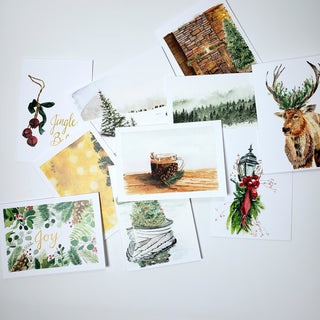 10 pack Watercolor Design Holiday Cards