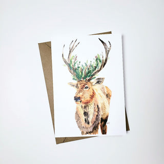 Holiday Cards: Deer with Greenery