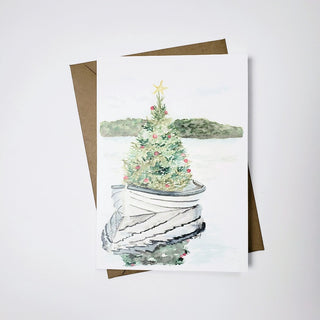 Holiday Card: Floating Christmas Tree in a Boat