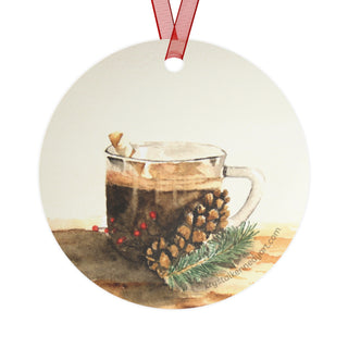 Festive Cocoa Watercolor Design Metal Ornaments