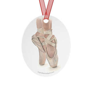 Ballet Slippers en Pointe Watercolor Design Metal Ornaments