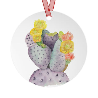 Purple Cactus Watercolor Design Metal Ornament