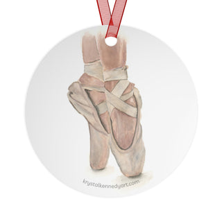 Ballet Slippers en Pointe Watercolor Design Metal Ornaments