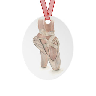 Ballet Slippers en Pointe Watercolor Design Metal Ornaments