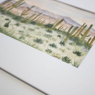 Saguaro Cactus Desert Landscape Original, Hand-Painted Watercolor Art, 5x7