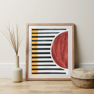 Mid-Century Modern Giclee Watercolor Art Print Collection - Large Semi-Circle, Stripes.