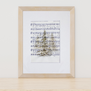 Pine Trees on Sheet Music Original 5x7 Watercolor Art