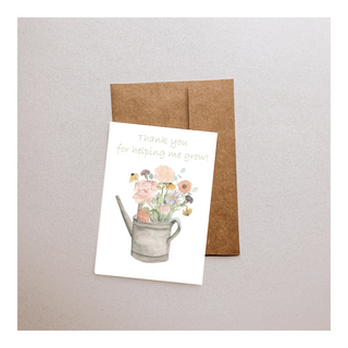Watering Can and Florals Watercolor Print Greeting Card
