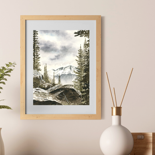 Watercolor Mountain Landscape ORIGINAL, Hand-Painted 5x7 Art