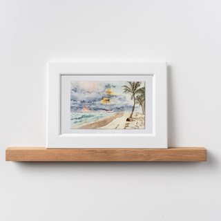 Stormy Beach Watercolor Landscape 4x6 ORIGINAL Art