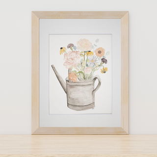 Watering Can with Florals Giclee Fine Art Print