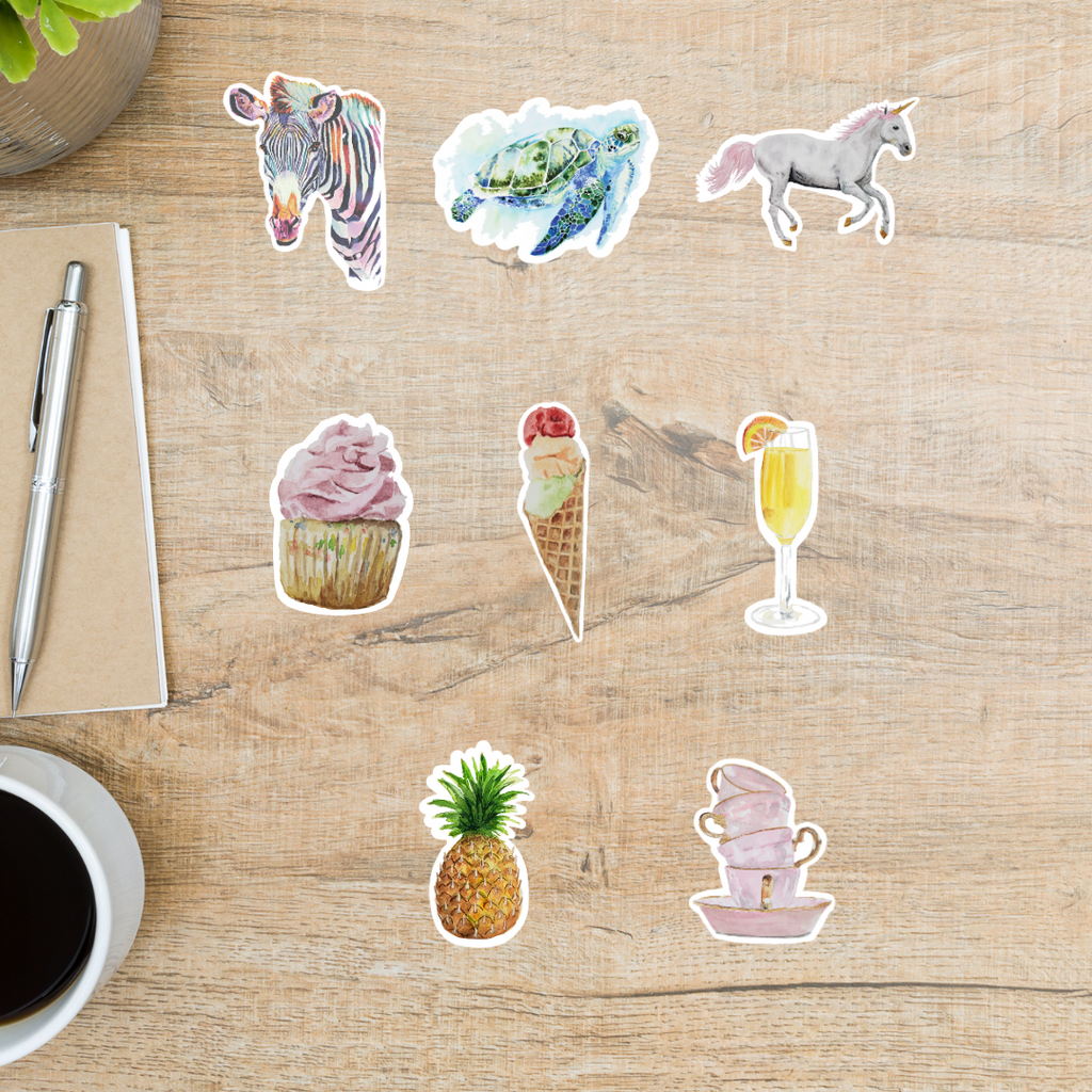 Animal and Food Themed Vinyl Laminated Stickers – Krystal Kennedy Art ...