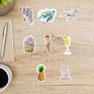 Animal and Food Themed Vinyl Laminated Stickers