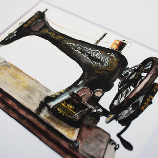 Antique Sewing Machine Watercolor Giclee Art Print