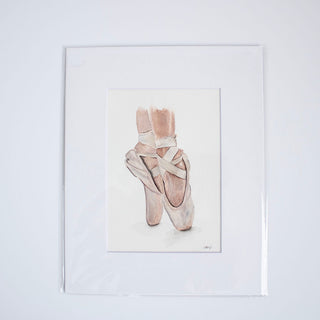 Ballet Shoes en Pointe ORIGINAL hand-painted 5x7 Watercolor Art