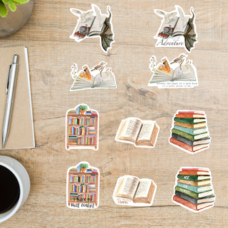 Book Themed Vinyl Laminated Stickers