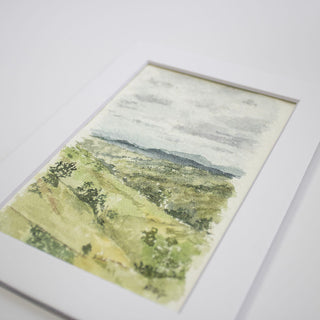 Loose Landscape Watercolor on Textured Paper, Original, Hand-Painted, 4x6