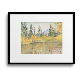 Fall Trees, Lake Reflections, Pine, Landscape Watercolor Art Print PRE-ORDER