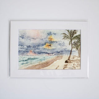 Stormy Beach Watercolor Landscape 4x6 ORIGINAL Art