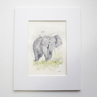 Elephant, Original Hand-Painted Watercolor in Loose Style, 5x7