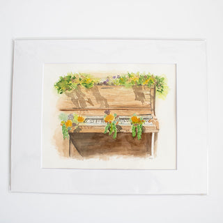 Loose Style Piano Overgrown with Flowers ORIGINAL 8x10 Watercolor