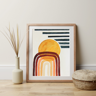 Mid Century Modern Giclee Art Print Collection - Rainbow, Stripes, Circle