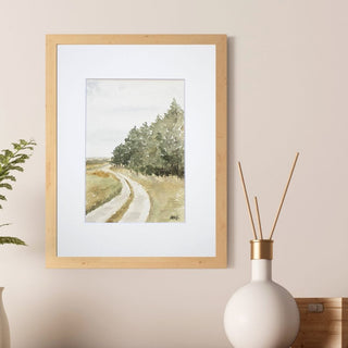 Winding Road Muted Landscape, Original, Hand-painted Watercolor, 5x7