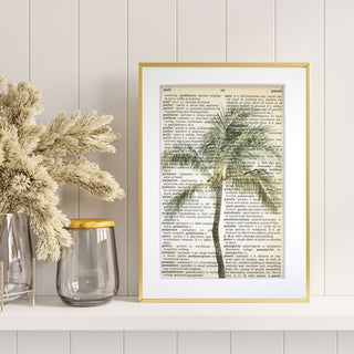 Palm Tree on Dictionary Pages, Fine Art Print, 4x6