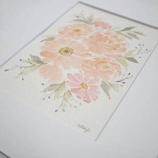 Pink Peonies Hand-Painted Floral Watercolor, 5x7