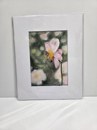 Bee on Flower Bokeh Background Art Print