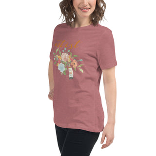 "I am an Artist" Women's Relaxed T-Shirt featuring watercolor florals and paint tube