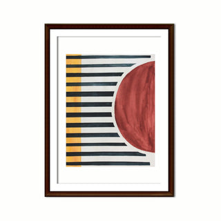 Mid-Century Modern Giclee Watercolor Art Print Collection - Large Semi-Circle, Stripes.